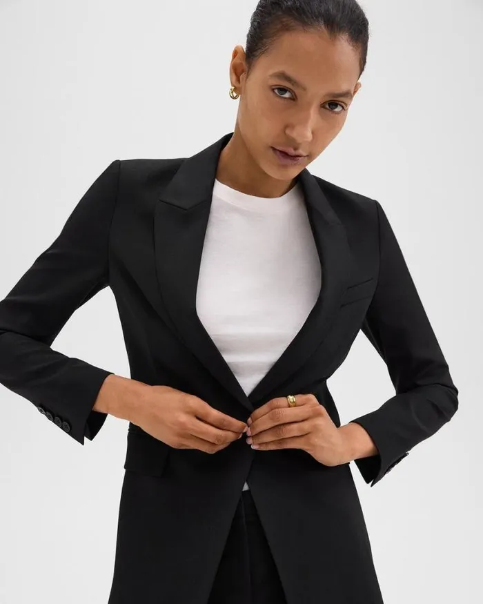 Blazers Jackets Women Theory Etiennette Blazer In Good Wool Black