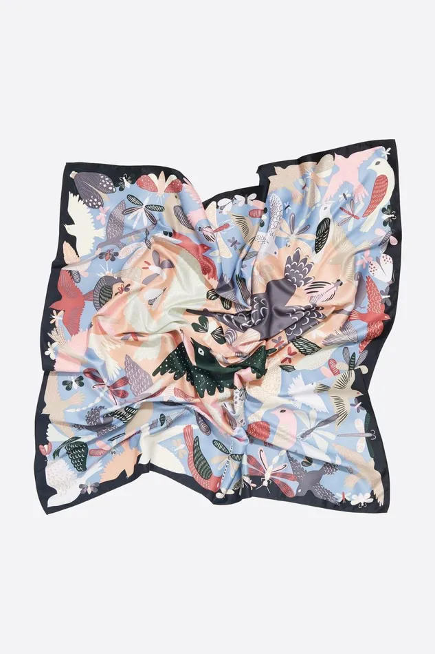 Blue Bugs And Birds Scarf Dusty Blue Women Bimba Y Lola Scarves Blue Bugs And Birds Scarf Dusty Blue Women Bimba Y Lola Scarves