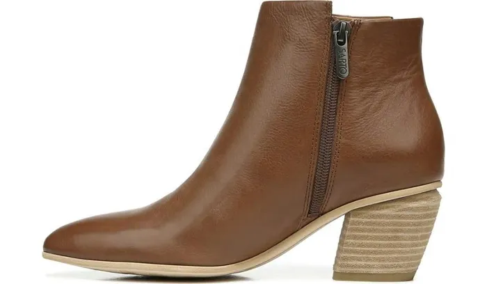 Booties Women Franco Sarto Sarto Kinga Block Heel Bootie Walnut Leather