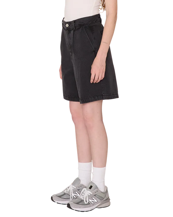 BOTTOMS OBEY Clothing Women ELI II DENIM PLEATED SHORT Black Ash