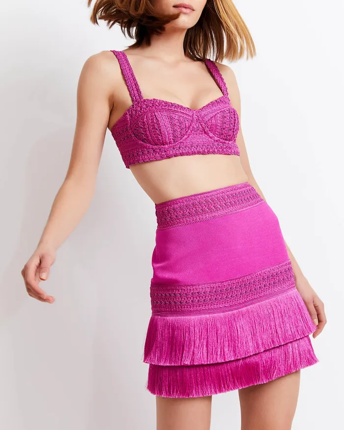 Bottoms Women PatBO Fringe Trim Mini Skirt X Harrods Exclusive