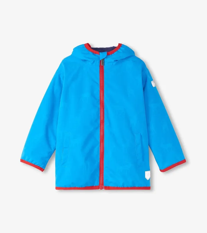 Boys Blue Elks ZipUp Lightweight Rain Jacket Hatley