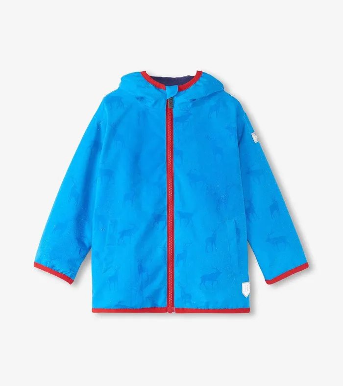 Boys Blue Elks ZipUp Lightweight Rain Jacket Hatley