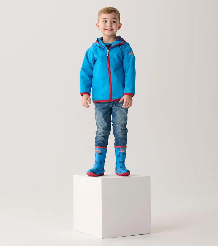 Boys Blue Elks ZipUp Lightweight Rain Jacket Hatley