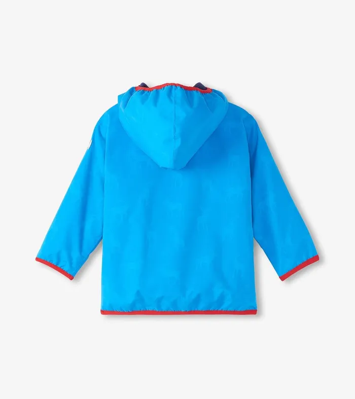 Boys Blue Elks ZipUp Lightweight Rain Jacket Hatley