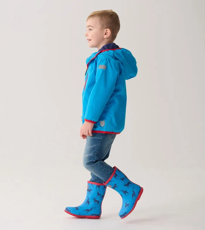 Boys Blue Elks ZipUp Lightweight Rain Jacket Hatley