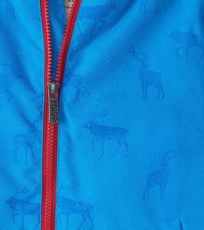 Boys Blue Elks ZipUp Lightweight Rain Jacket Hatley