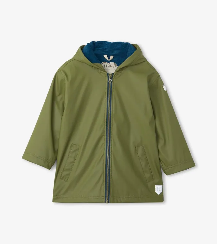 Boys Forest Green ZipUp Rain Jacket Hatley