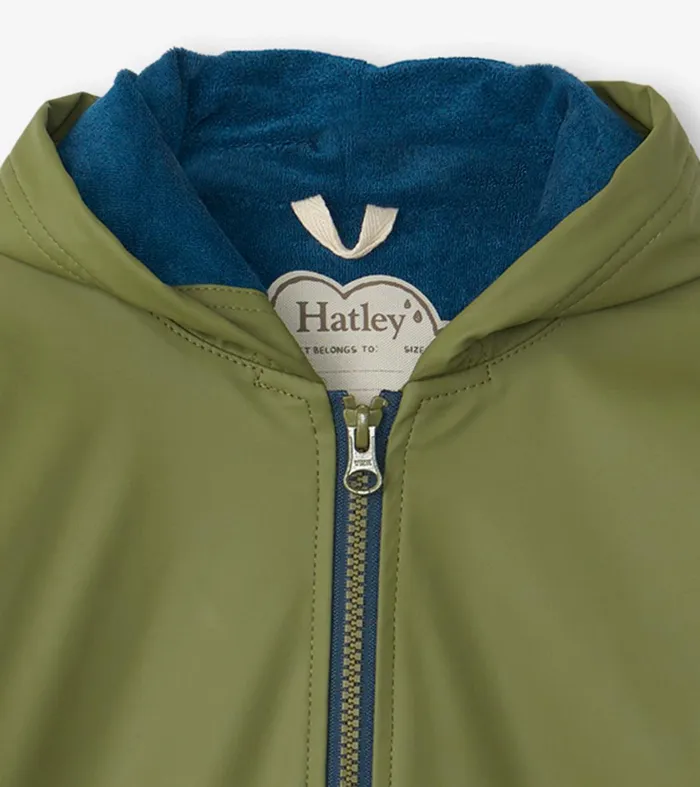 Boys Forest Green ZipUp Rain Jacket Hatley