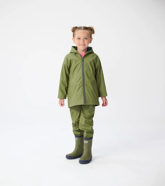 Boys Forest Green ZipUp Rain Jacket Hatley