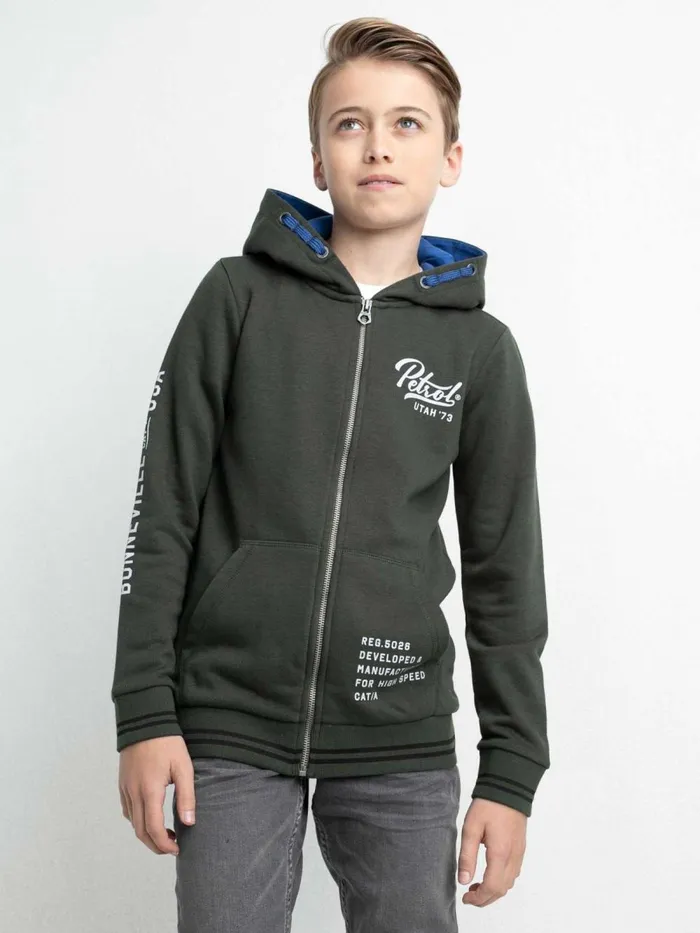 Boys Knits and Sweats Petrol Industries Zipped Hoodie Forest Night