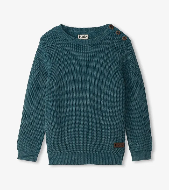 Boys Moroccan Blue Button Neck Sweater Hatley