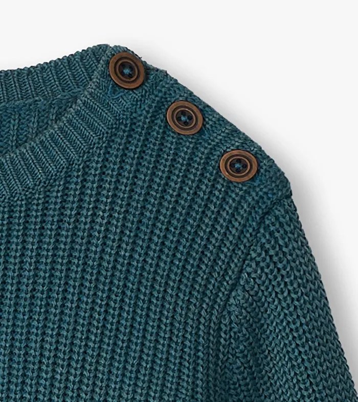 Boys Moroccan Blue Button Neck Sweater Hatley