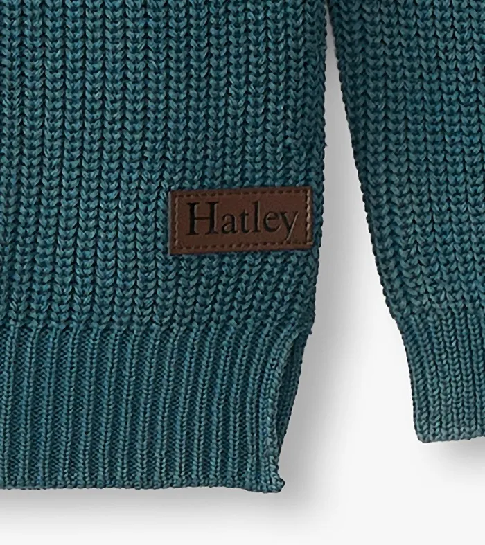 Boys Moroccan Blue Button Neck Sweater Hatley