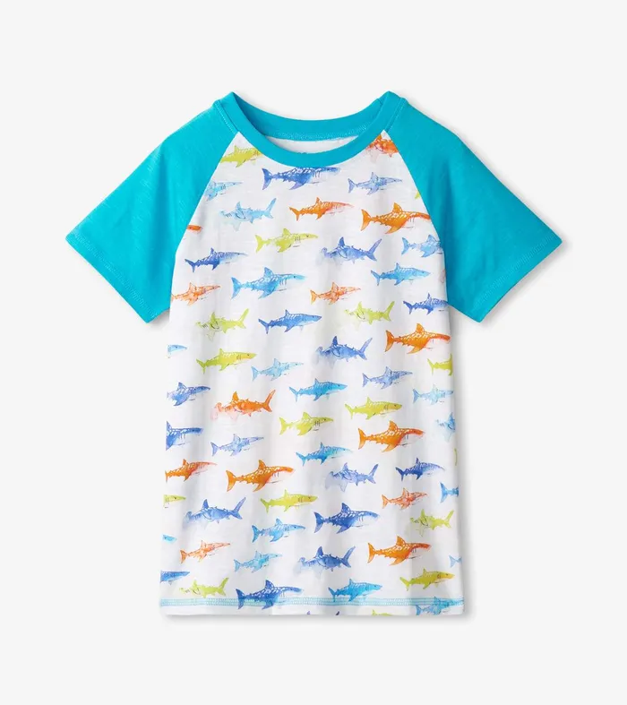 Boys Painted Sharks Raglan TShirt Hatley