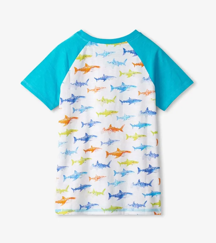 Boys Painted Sharks Raglan TShirt Hatley