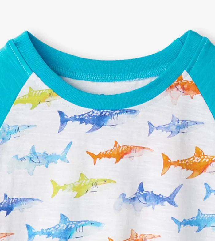 Boys Painted Sharks Raglan TShirt Hatley
