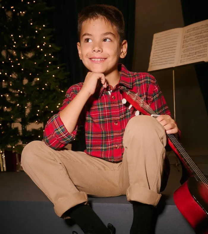Boys Red Plaid Button Down Shirt Hatley