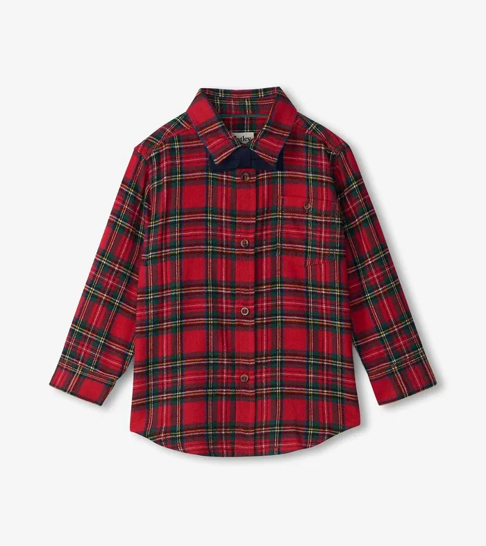Boys Red Plaid Button Down Shirt Hatley