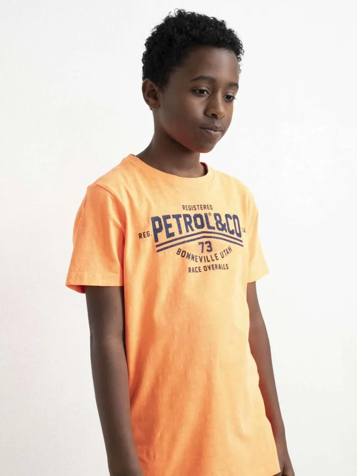 Boys TShirts Petrol Industries Artwork TShirt Shocking Orange