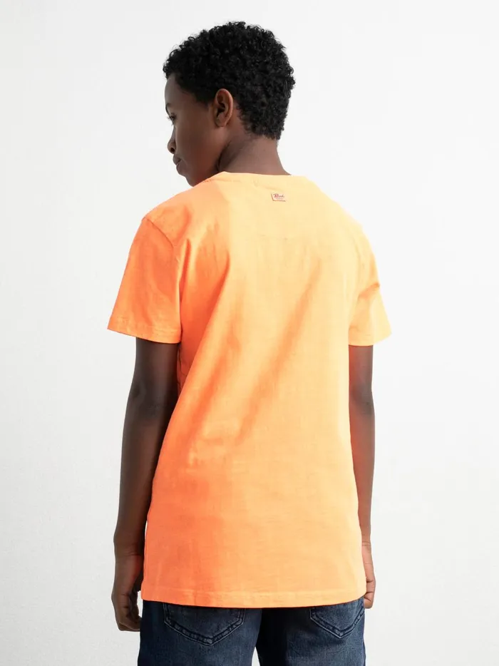 Boys TShirts Petrol Industries Artwork TShirt Shocking Orange