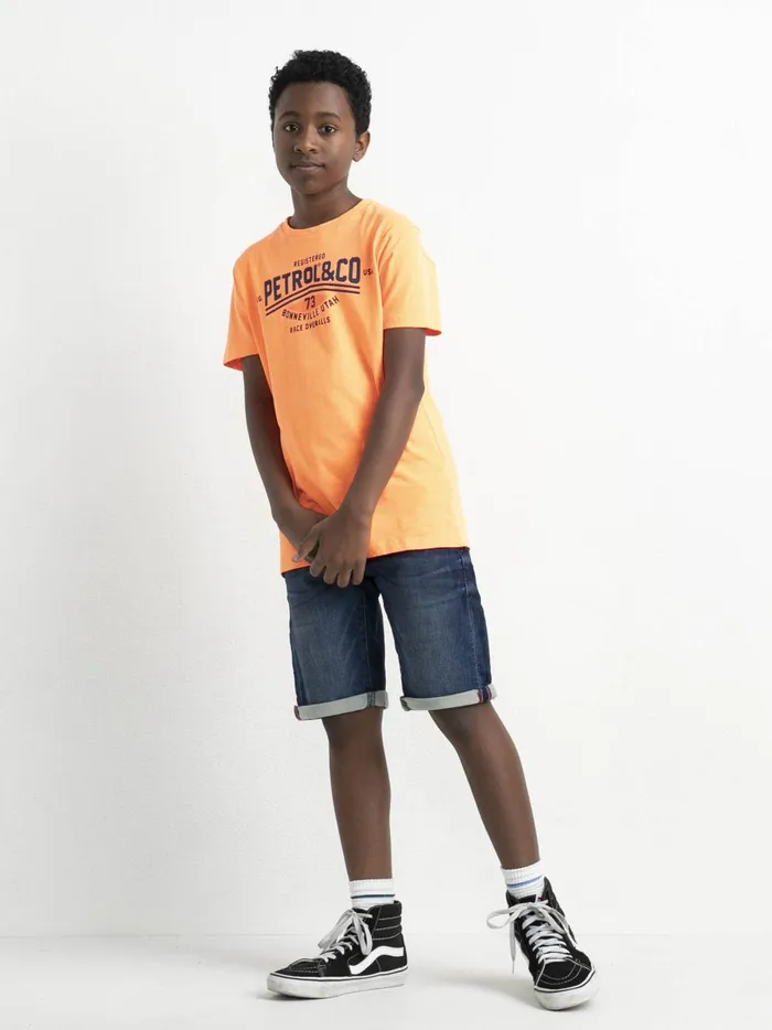Boys TShirts Petrol Industries Artwork TShirt Shocking Orange