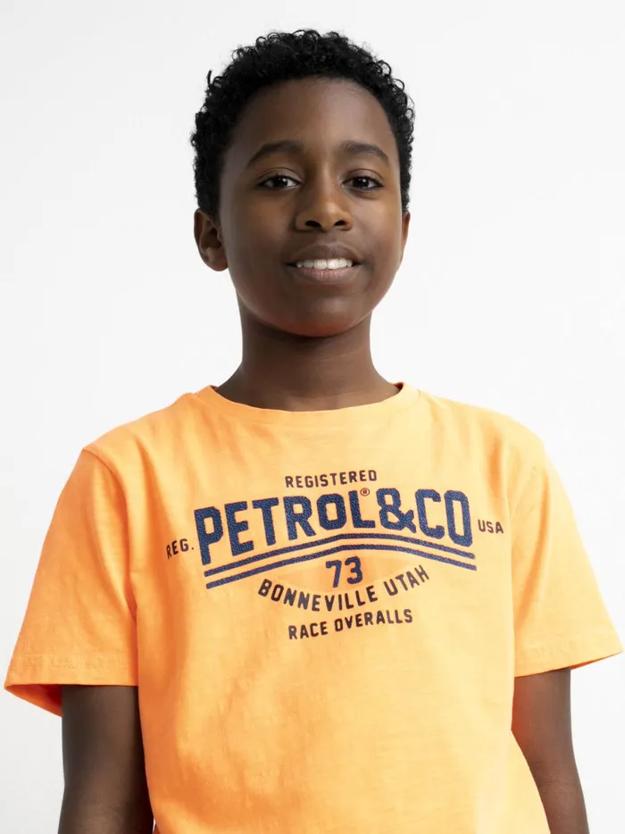 Boys TShirts Petrol Industries Artwork TShirt Shocking Orange