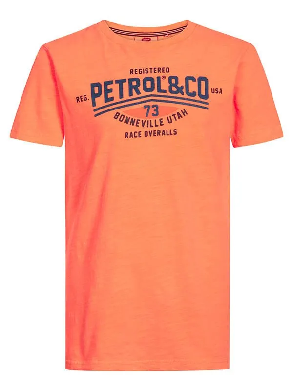 Boys TShirts Petrol Industries Artwork TShirt Shocking Orange