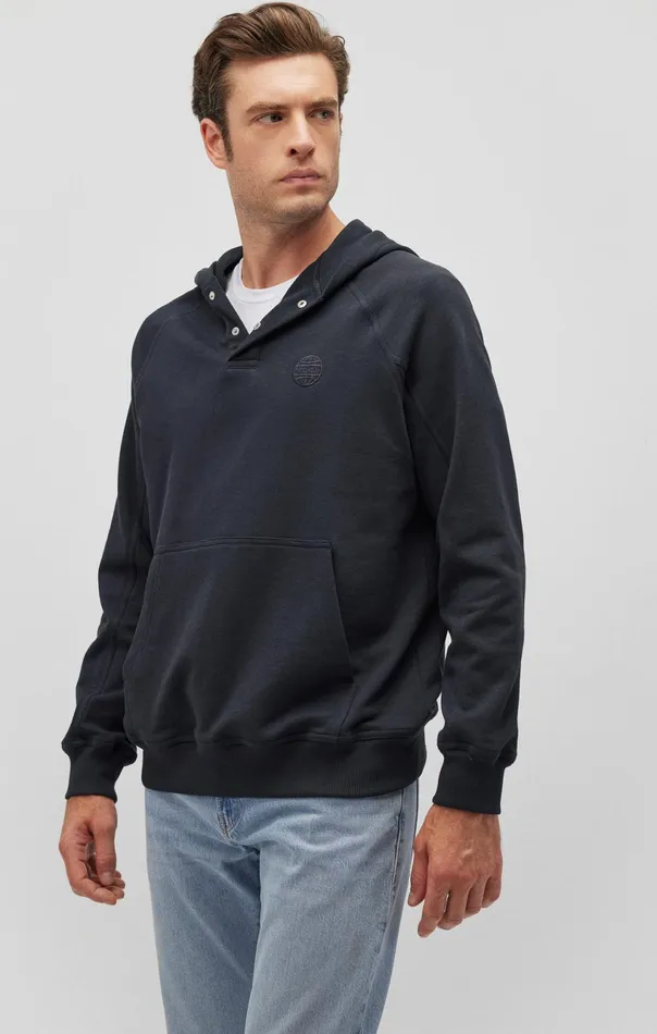 Button Placket Hoodie In Blue Graphite Men Mavi Jeans Loungewear