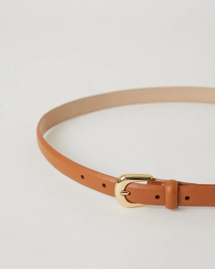 CAMI NYC Belts Women BLow The Belt Kennedy Mini Belt Coffee Gold