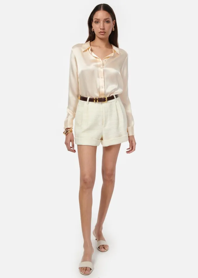 CAMI NYC Bottoms Women Casey Boucle Short Cream