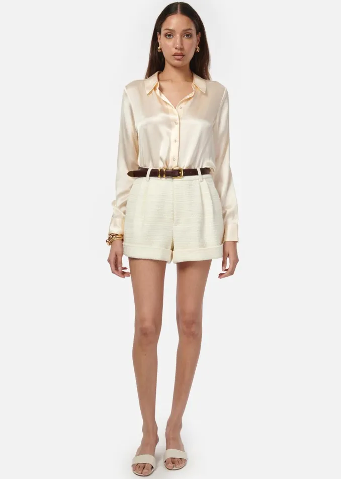 CAMI NYC Bottoms Women Casey Boucle Short Cream