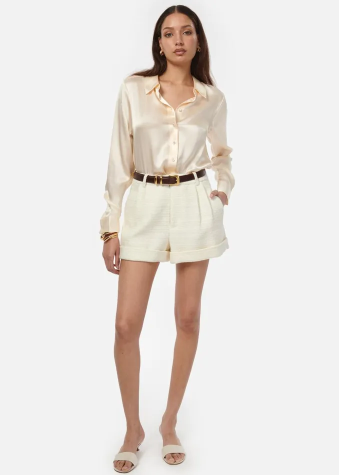 CAMI NYC Bottoms Women Casey Boucle Short Cream