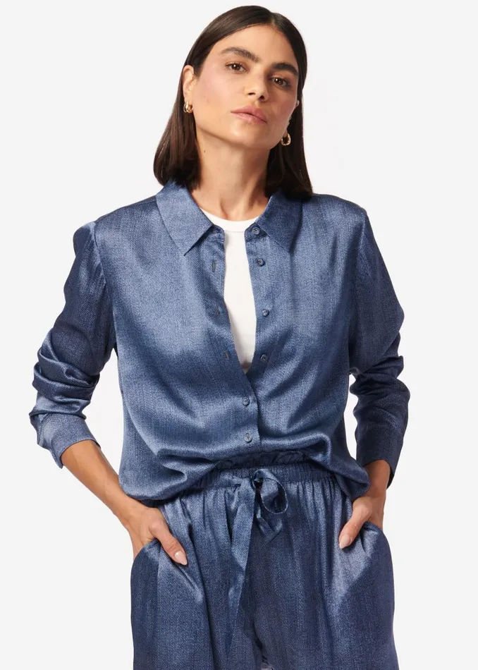 CAMI NYC Tops and Sweaters Women Crosby Blouse Raw Denim