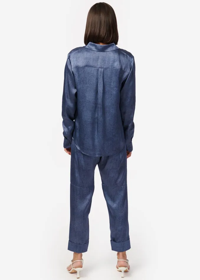 CAMI NYC Tops and Sweaters Women Crosby Blouse Raw Denim