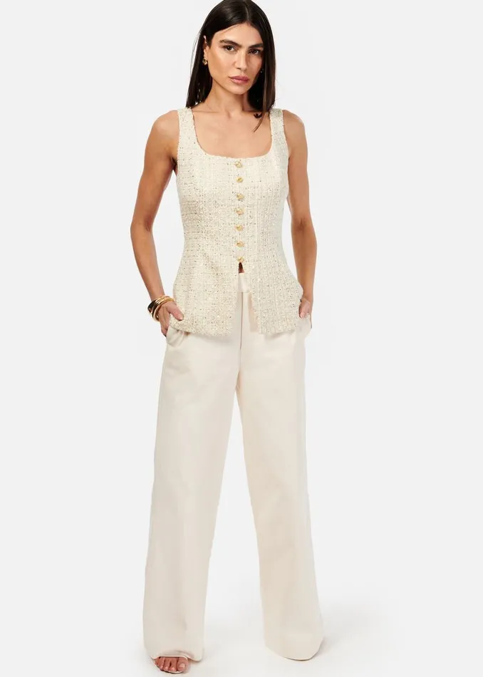 CAMI NYC Tops and Sweaters Women Rosita Tweed Top Gold Fleck
