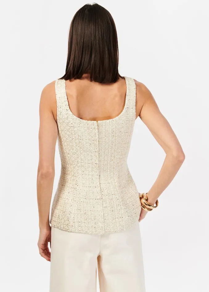 CAMI NYC Tops and Sweaters Women Rosita Tweed Top Gold Fleck