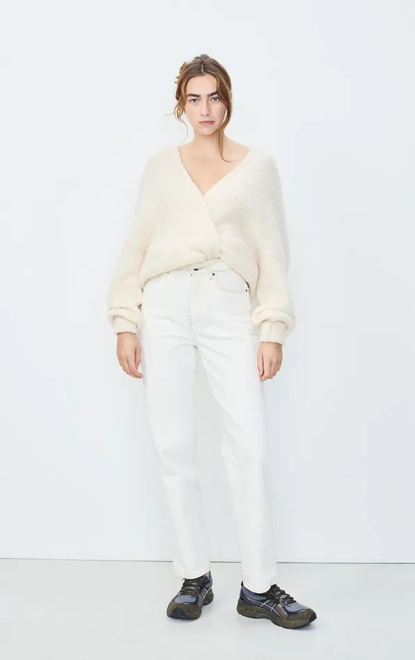 Cardigan East Melange Pearl Women American Vintage Jumpers and Cardigans