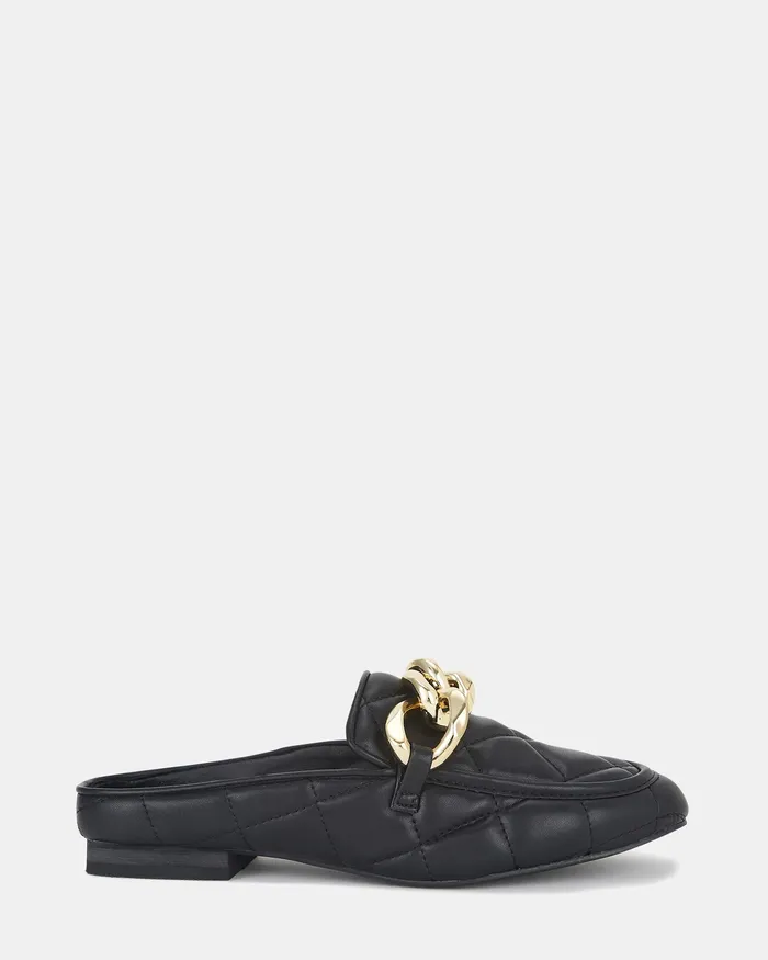 CARLETTI Black Quilt Loafers Loafers NOVO Shoes Women
