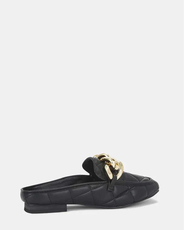 CARLETTI Black Quilt Loafers Loafers NOVO Shoes Women