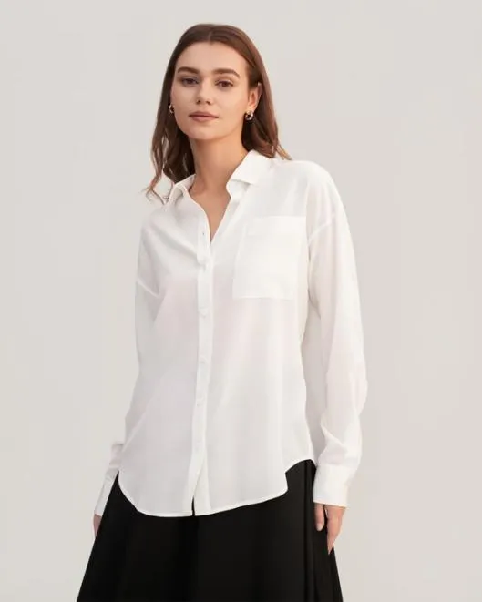 Casual Drop Shoulders Oversize Silk Shirt Women Women Lilysilk Essentials