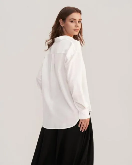 Casual Drop Shoulders Oversize Silk Shirt Women Women Lilysilk Essentials