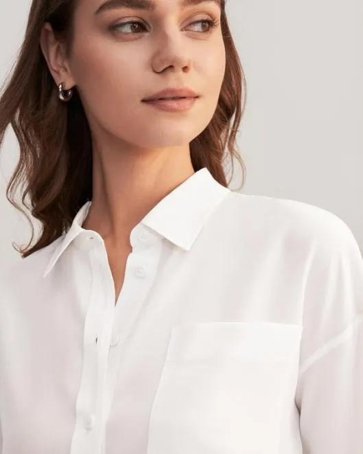 Casual Drop Shoulders Oversize Silk Shirt Women Women Lilysilk Essentials