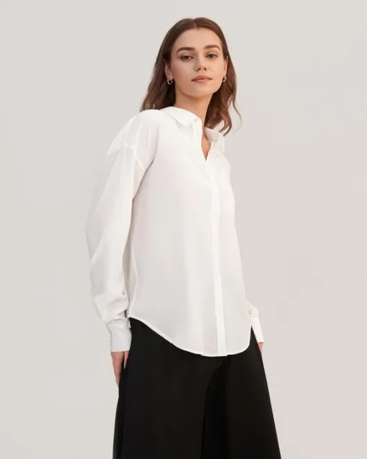 Casual Drop Shoulders Oversize Silk Shirt Women Women Lilysilk Essentials
