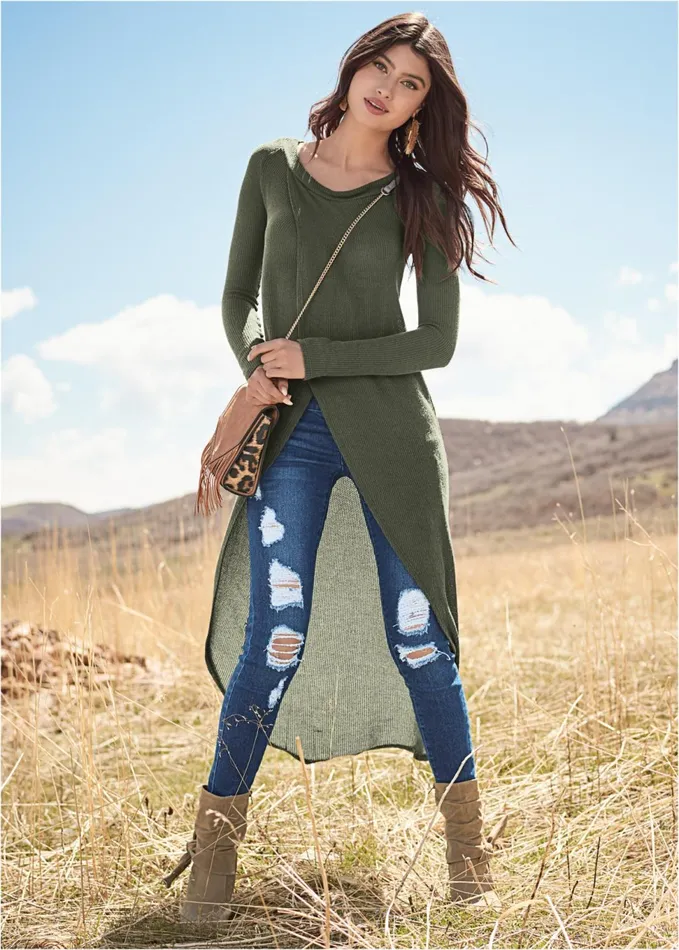 Casual Highlow Top Olive Women VENUS Tops
