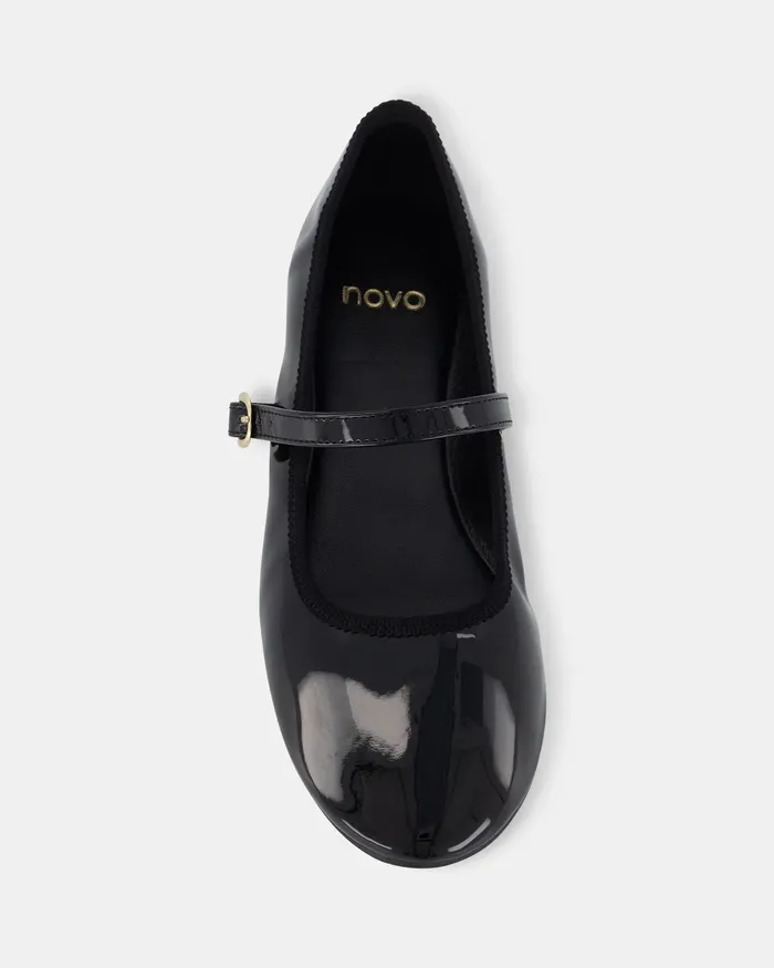 Casuals CATIA Black Patent Ballet Flats NOVO Shoes Women