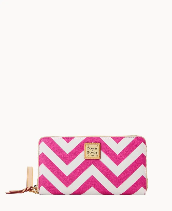 Chevron Large Zip Around Wallet Fuchsia ManWoman Dooney and Bourke Wallets