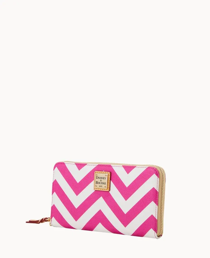 Chevron Large Zip Around Wallet Fuchsia ManWoman Dooney and Bourke Wallets Chevron Large Zip Around Wallet Fuchsia ManWoman Dooney and Bourke Wallets
