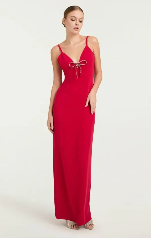 Cinq Sept Adele Gown Warm Cranberry Women Cocktail and Evening