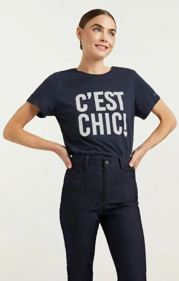Cinq Sept C039est Chic Tee Navywhite Women Tees